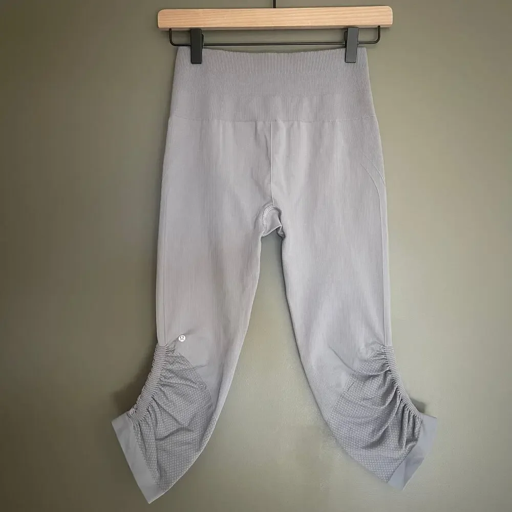Lululemon Flow & Go Crop‎ Battleship Grey Sz 6 High Waisted Leggings Gym Workout